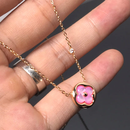 [BloomBling]COLOR BLOSSOM PINK MOP SUN GOLD NECKLACE