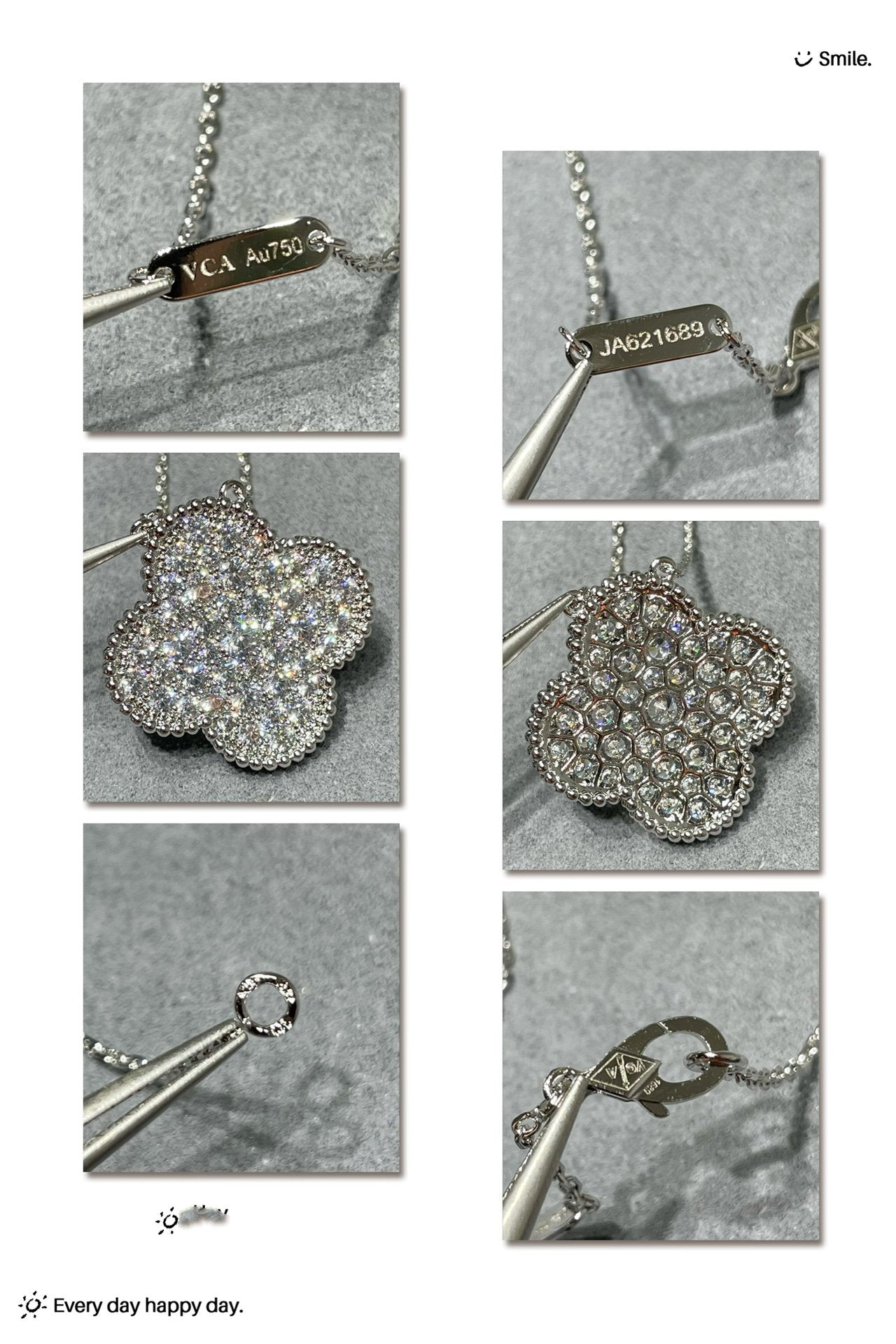 [BloomBling]CLOVER 25MM LARGE PENDANT DIAMOND PAVED SILVER NECKLACE