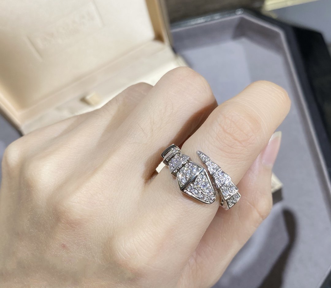 [BloomBling]SERPENTI LARGE RING SILVER DIAMOND PAVED