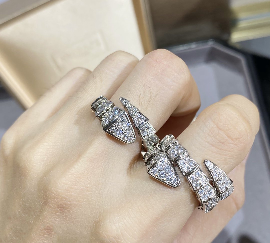 [BloomBling]SERPENTI LARGE RING SILVER DIAMOND PAVED