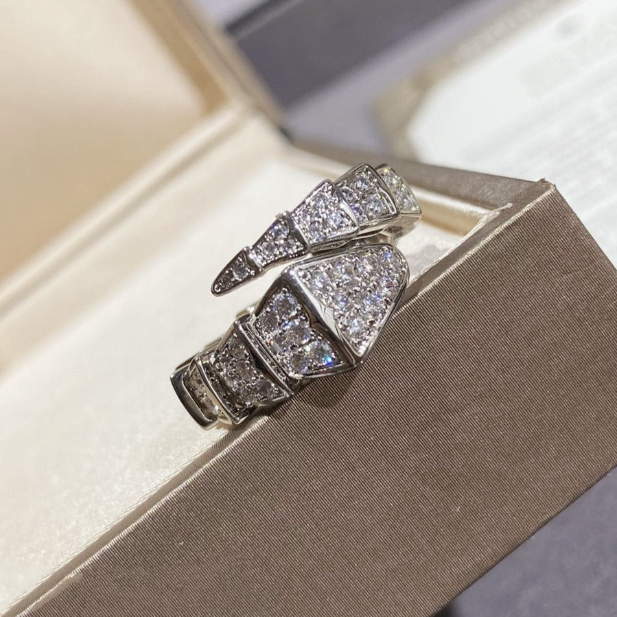 [BloomBling]SERPENTI LARGE RING SILVER DIAMOND PAVED