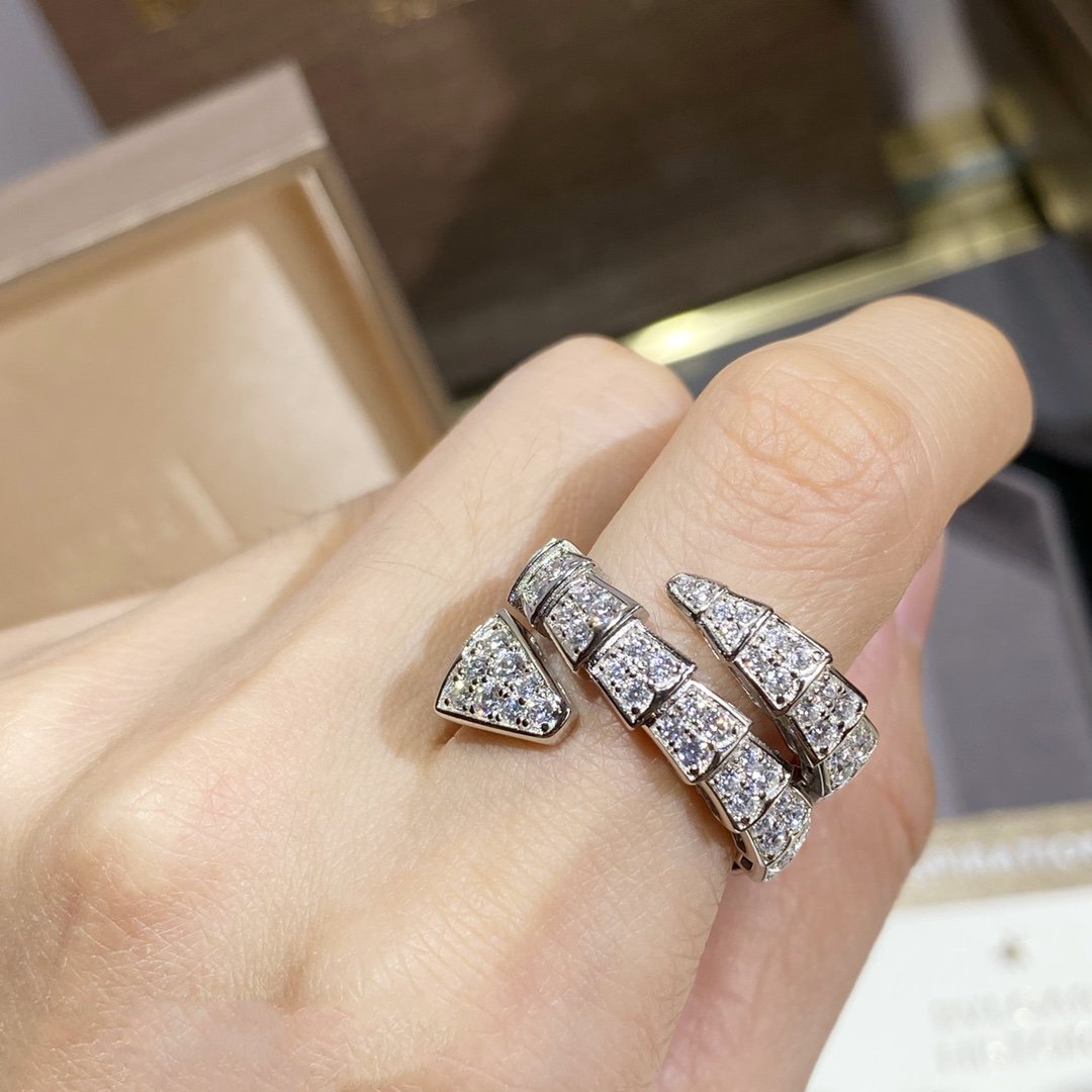 [BloomBling]SERPENTI DOUBLE RING SILVER DIAMOND PAVED