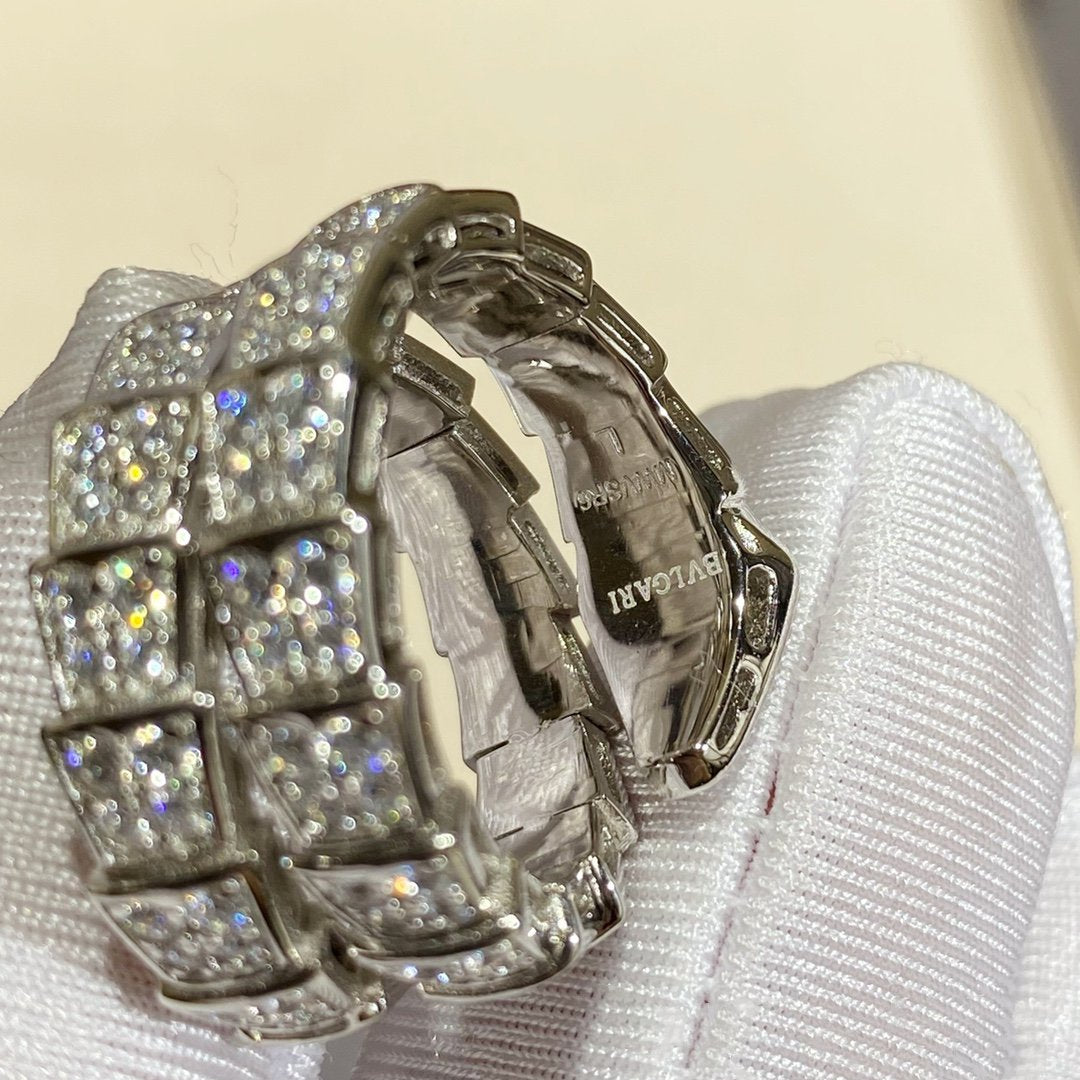 [BloomBling]SERPENTI DOUBLE RING SILVER DIAMOND PAVED