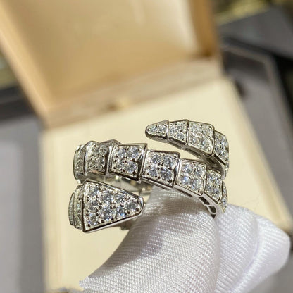 [BloomBling]SERPENTI DOUBLE RING SILVER DIAMOND PAVED