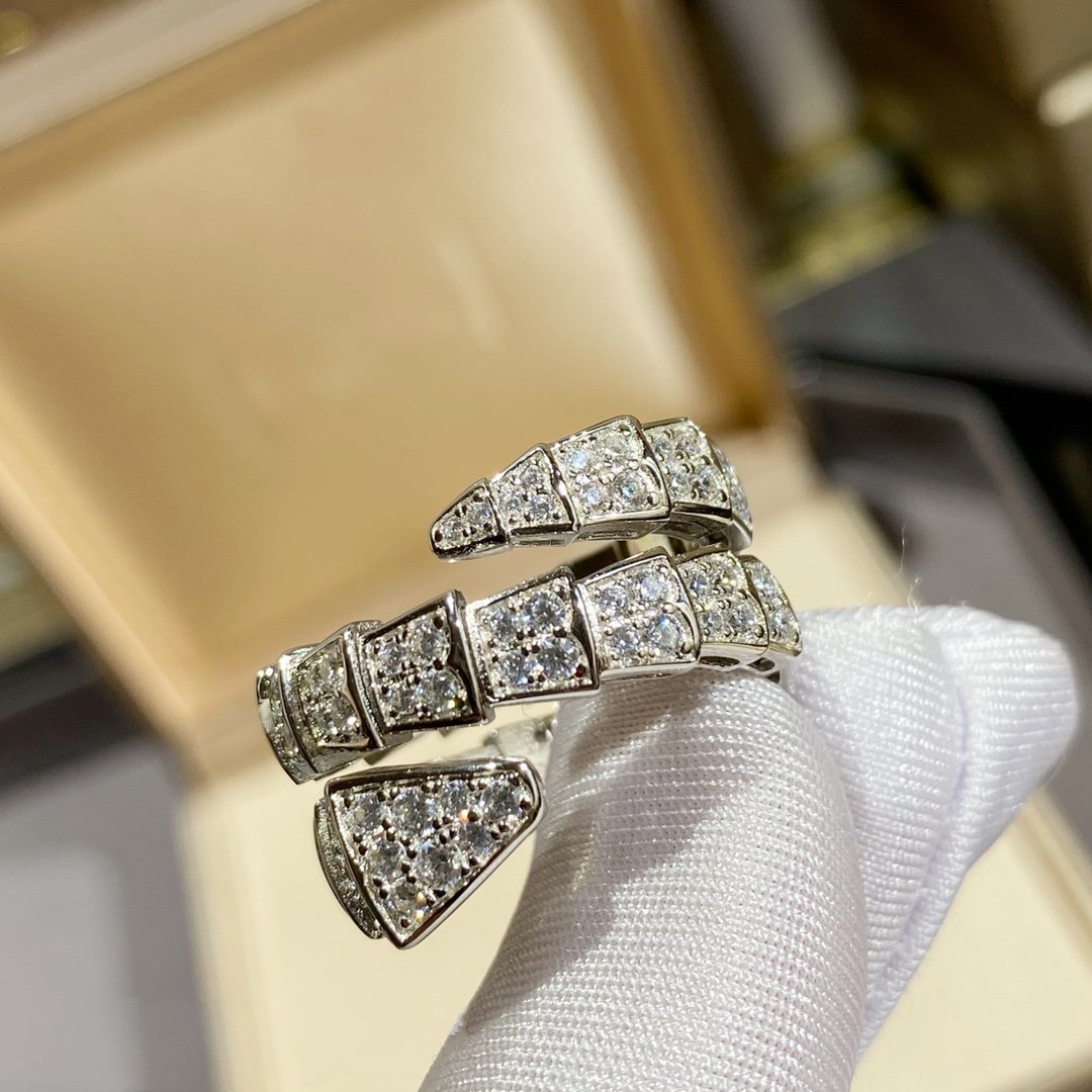 [BloomBling]SERPENTI DOUBLE RING SILVER DIAMOND PAVED