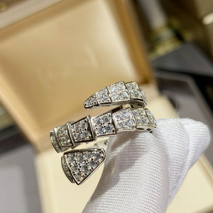 [BloomBling]SERPENTI DOUBLE RING SILVER DIAMOND PAVED