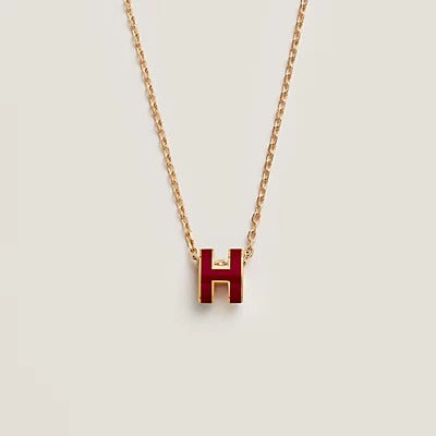 [BloomBling]HM CLIC RED ENAMEL GOLD NECKLACE