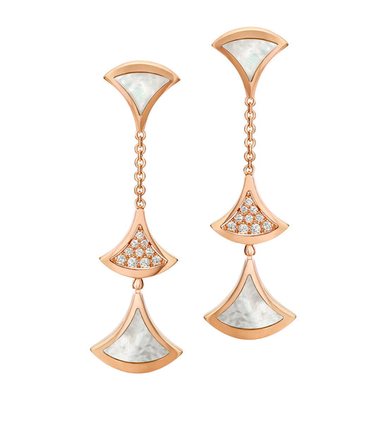 [BloomBling]DREAM EARRINGS 3 MOTIFS DIAMOND MOP PINK GOLD
