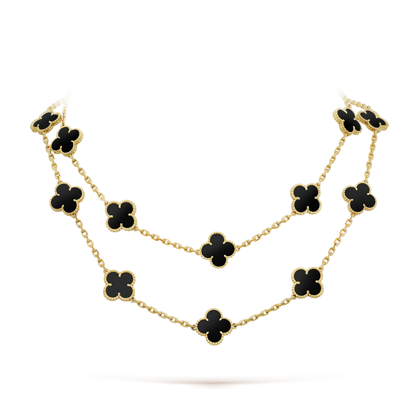 [BloomBling]CLOVER 20 MOTIFS ONYX NECKLACE