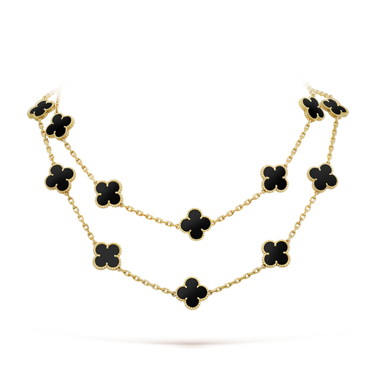 [BloomBling]CLOVER 20 MOTIFS ONYX NECKLACE