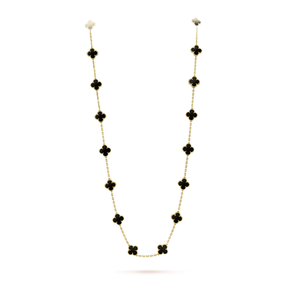 [BloomBling]CLOVER 20 MOTIFS ONYX NECKLACE