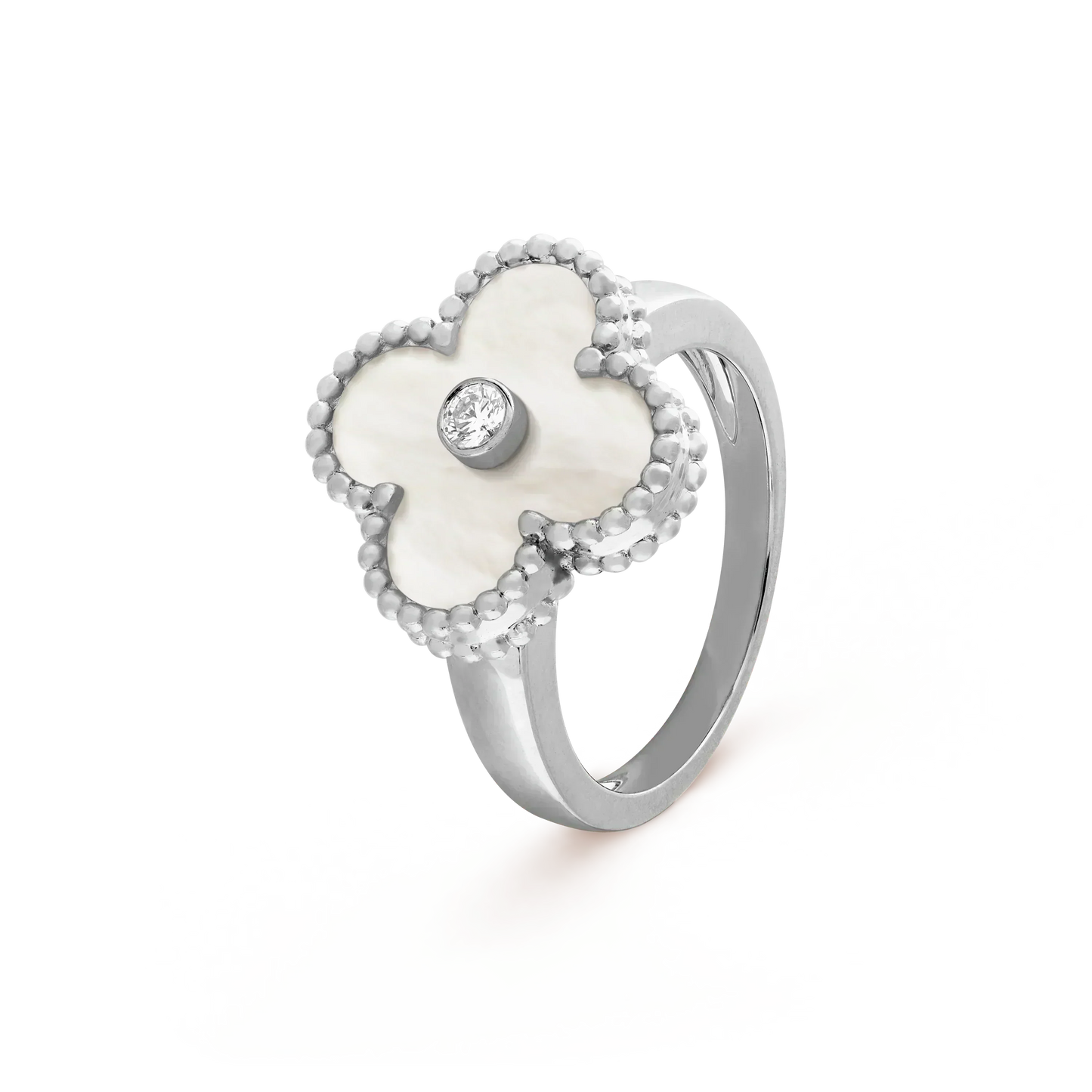 [BloomBling]CLOVER SILVER MOP DIAMOND RING