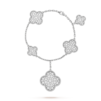 [BloomBling]CLOVER 6 MOTIFS SILVER DIAMOND BRACELET