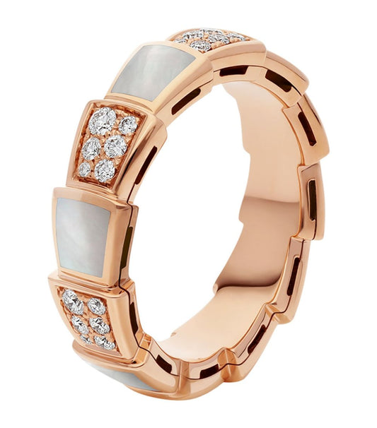 [BloomBling]SERPENTI RING PINK GOLD MOP DIAMOND PAVED 4MM