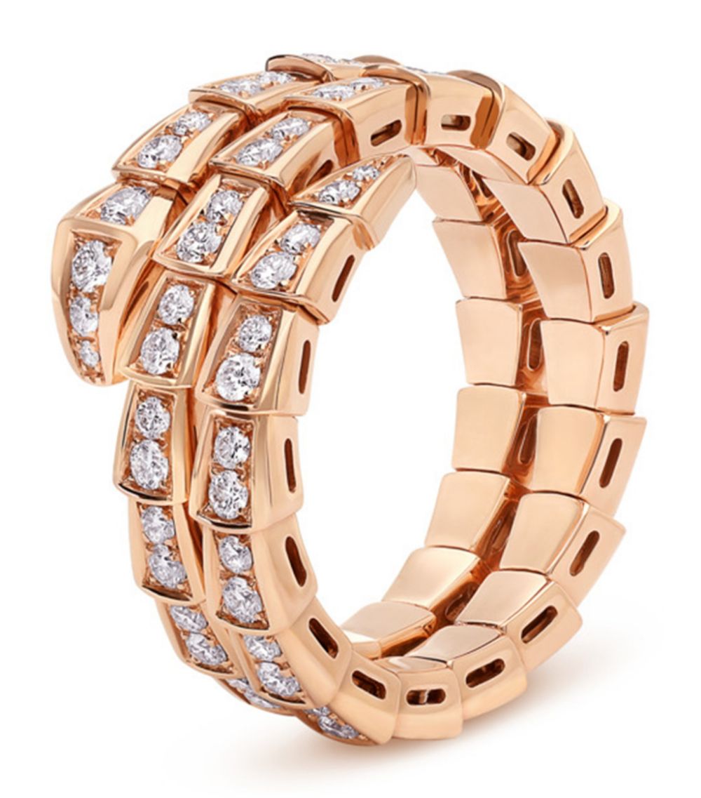 [BloomBling]SERPENTI RING PINK GOLD DIAMOND DOUBLE ROW