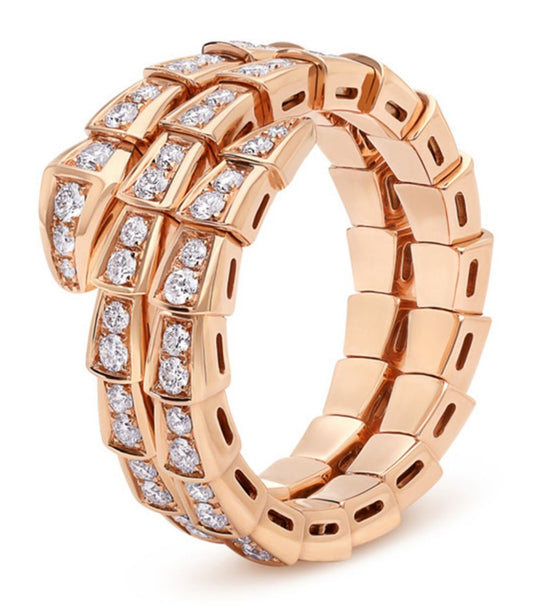 [BloomBling]SERPENTI RING PINK GOLD DIAMOND DOUBLE ROW