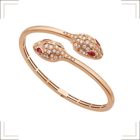 [BloomBling]SERPENTI BRACELET PINK GOLD DIAMOND DOUBLE SNAKE