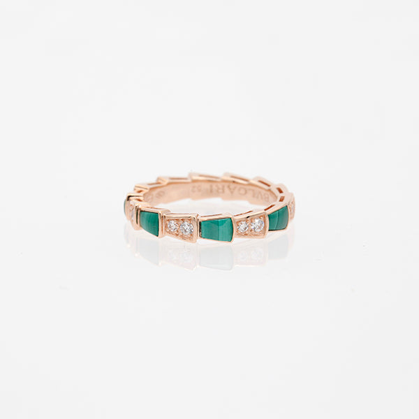 [BloomBling]SERPENTI RING PINK GOLD MALACHITE DIAMOND 3MM