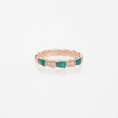 [BloomBling]SERPENTI RING PINK GOLD MALACHITE DIAMOND 3MM