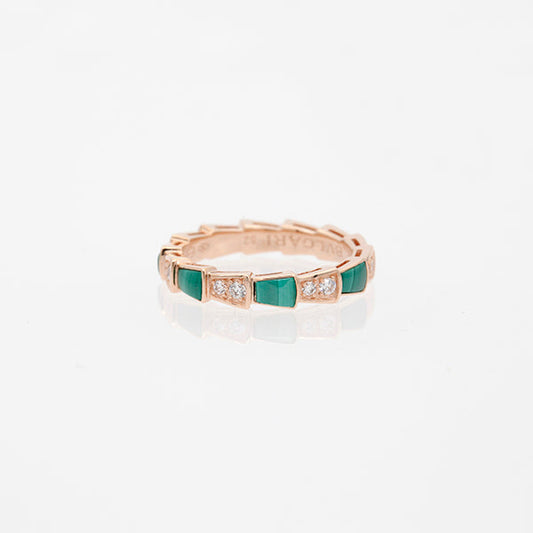 [BloomBling]SERPENTI RING PINK GOLD MALACHITE DIAMOND 3MM