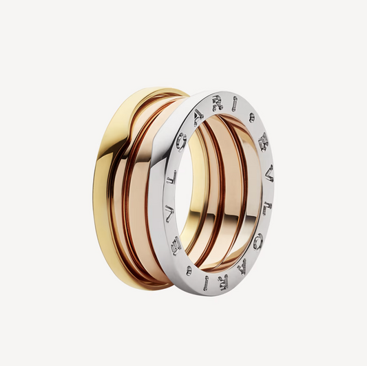 [BloomBling]ZERO 1 THREE-BAND ROSE WHITE AND YELLOW RING