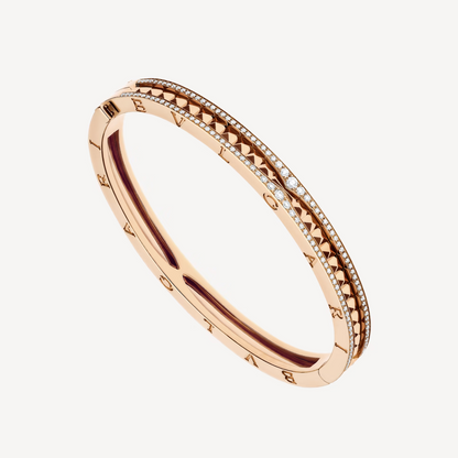 [BloomBling]ZERO 1 SPIRAL AND PAVED DIAMOND PINK GOLD BRACELET