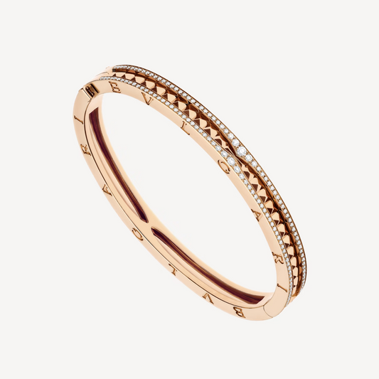 [BloomBling]ZERO 1 SPIRAL AND PAVED DIAMOND PINK GOLD BRACELET