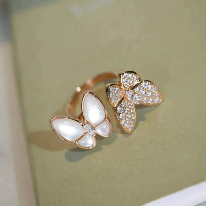 [BloomBling]TWIN BUTTERFLY DIAMOND MOP RING