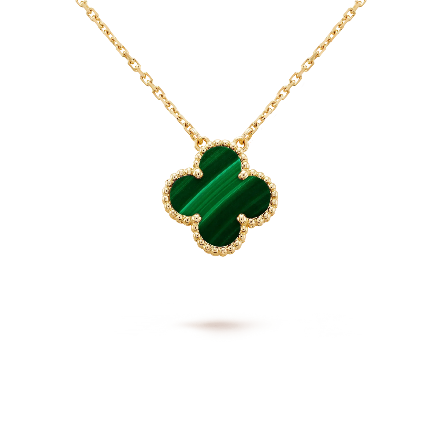 [BloomBling]CLOVER 15MM MALACHITE SINGLE FLOWER  NECKLACE