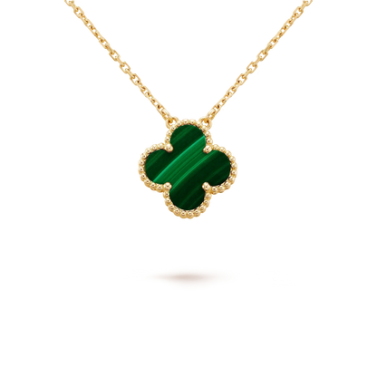 [BloomBling]CLOVER 15MM MALACHITE SINGLE FLOWER  NECKLACE