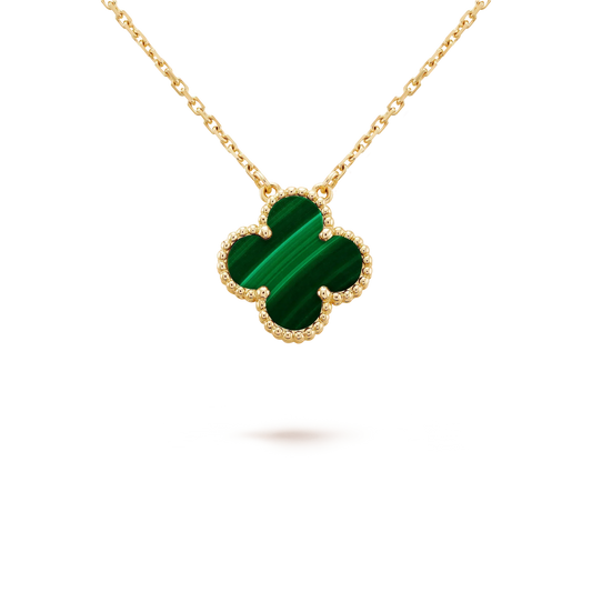 [BloomBling]CLOVER 15MM MALACHITE SINGLE FLOWER  NECKLACE