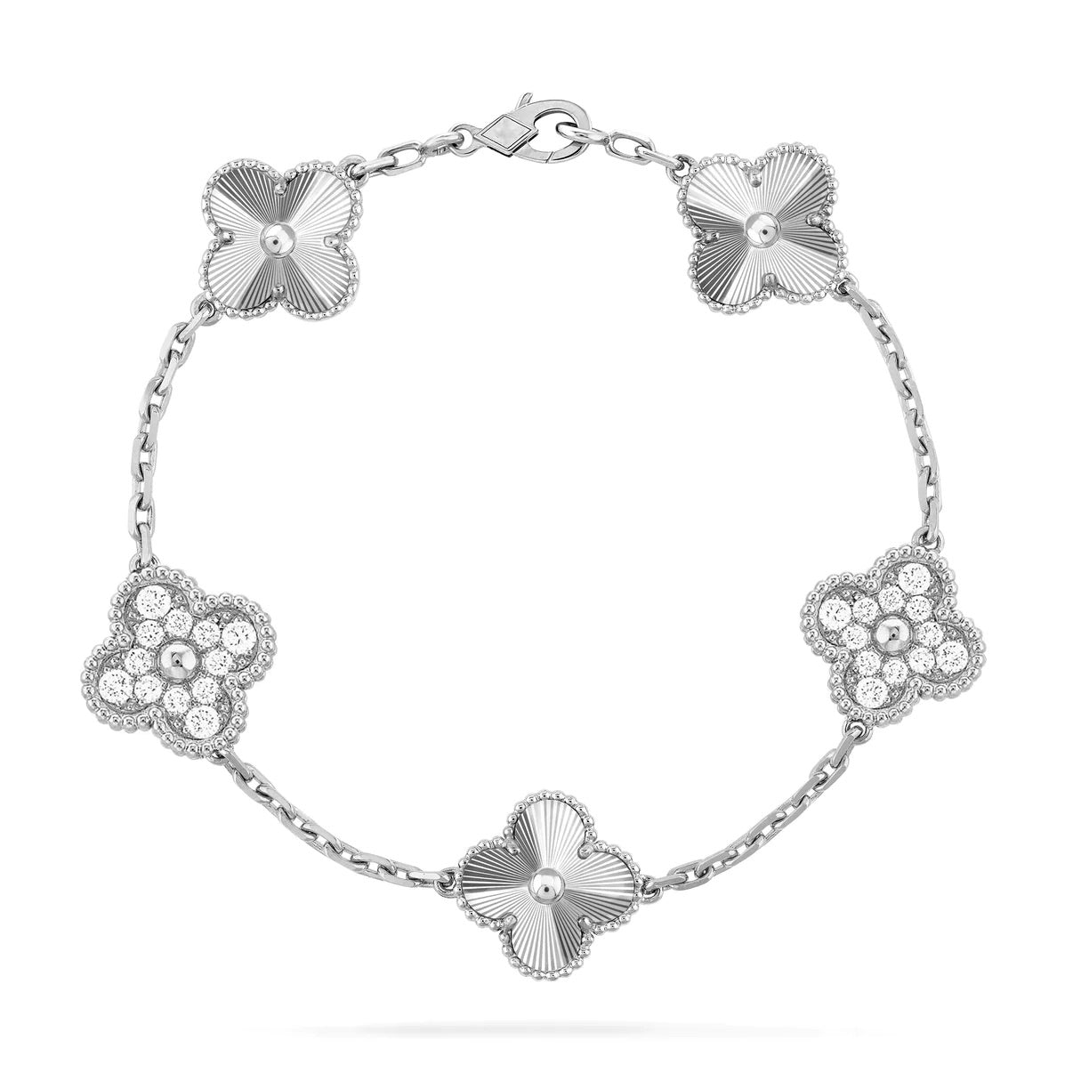 [BloomBling]CLOVER 5 MOTIF SILVER DIAMOND BRACELET
