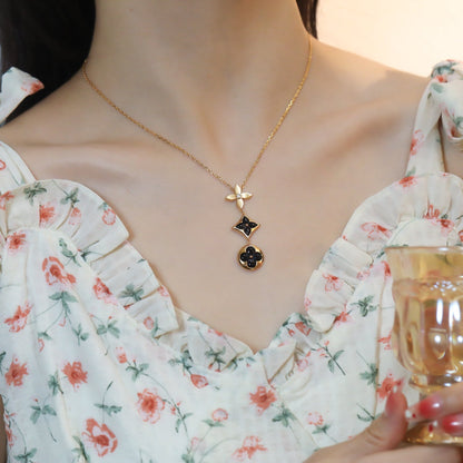[BloomBling]STAR AND SUN ONYX PINK GOLD NECKLACE