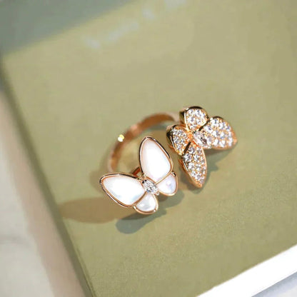 [BloomBling]TWIN BUTTERFLY DIAMOND MOP RING