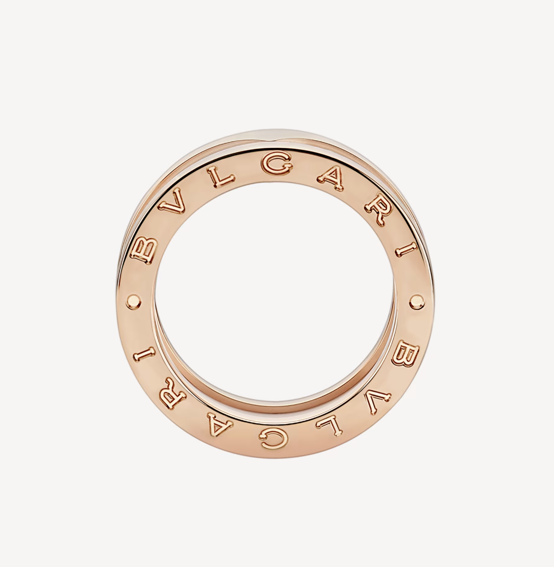 [BloomBling]ZERO 1 TWO-BAND LOOPS AND WHITE CERAMIC SPIRAL PINK GOLD RING