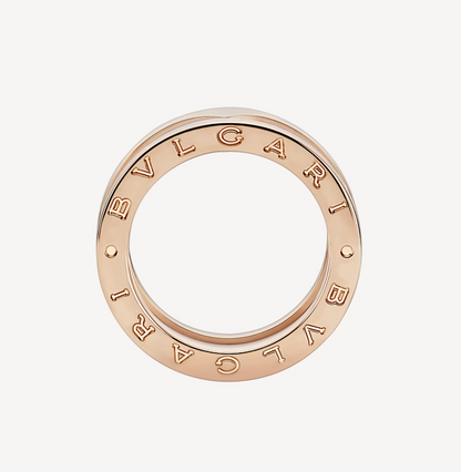 [BloomBling]ZERO 1 TWO-BAND LOOPS AND WHITE CERAMIC SPIRAL PINK GOLD RING