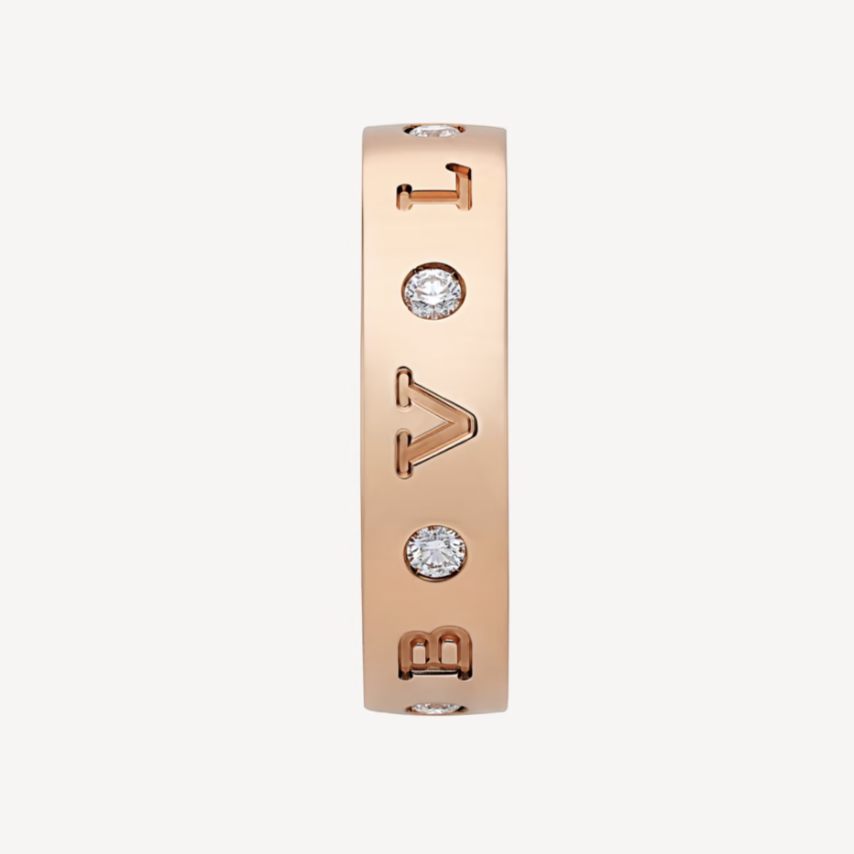 [BloomBling]ZERO 1 ESSENTIAL PINK GOLD BAND WITH DIAMONDS RING