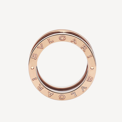 [BloomBling]ZERO 1 FOUR-BAND LOOPS AND BLACK CERAMIC SPIRAL PINK GOLD RING