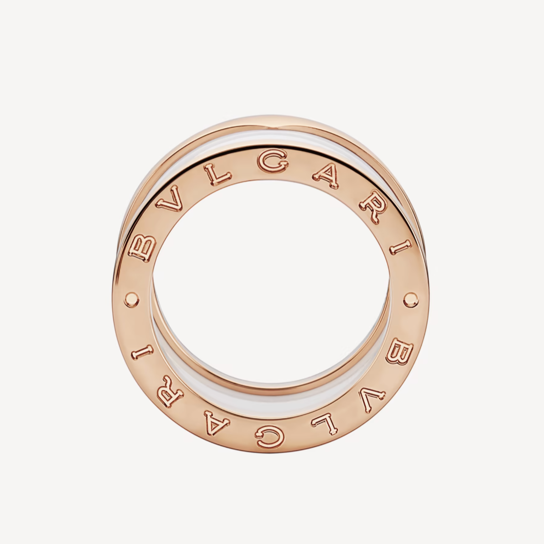 [BloomBling]ZERO 1 FOUR-BAND LOOPS AND WHITE CERAMIC SPIRAL PINK GOLD RING