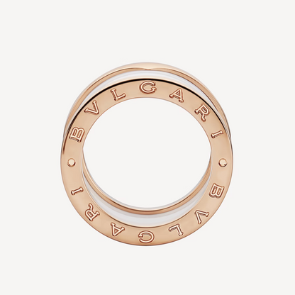 [BloomBling]ZERO 1 FOUR-BAND LOOPS AND WHITE CERAMIC SPIRAL PINK GOLD RING