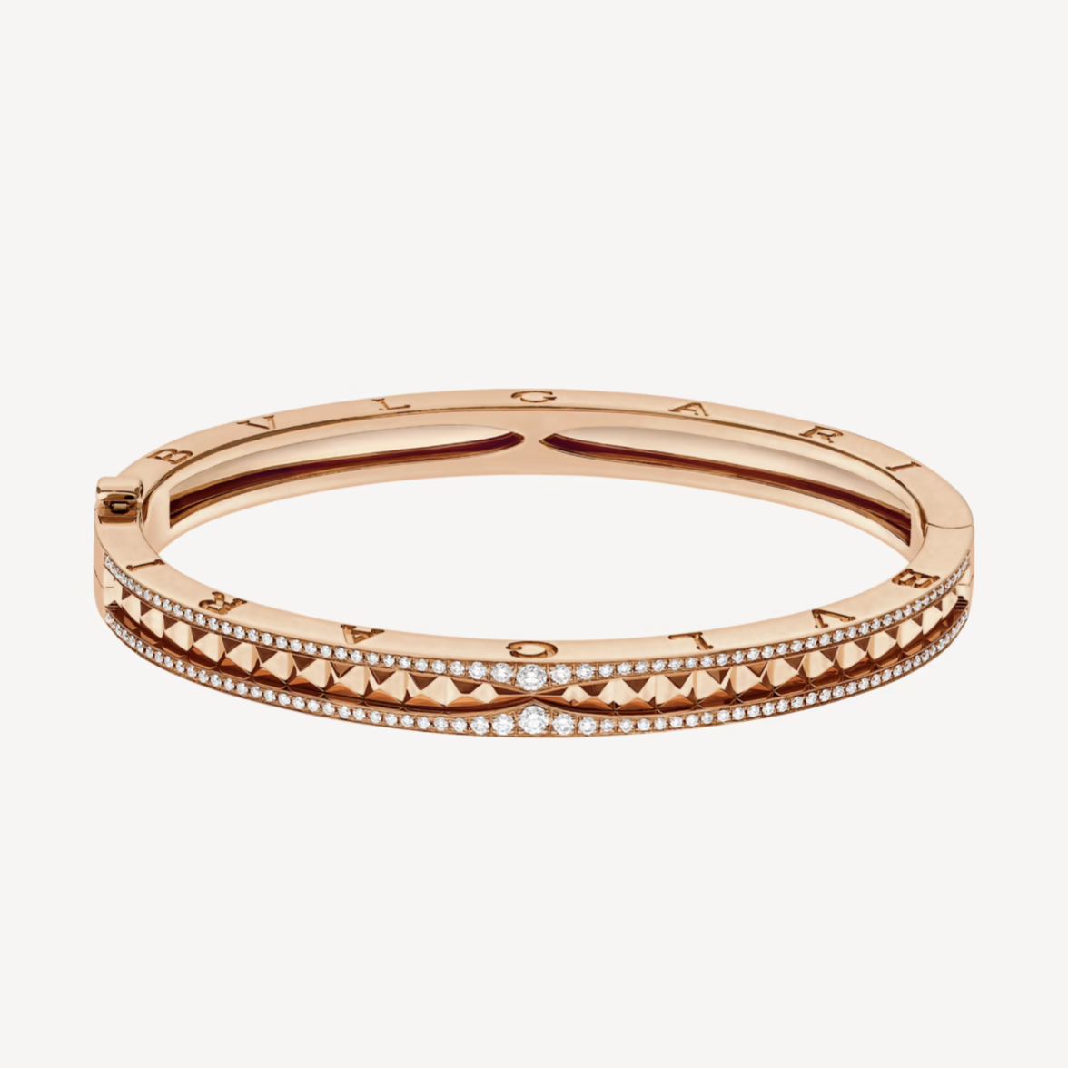 [BloomBling]ZERO 1 SPIRAL AND PAVED DIAMOND PINK GOLD BRACELET