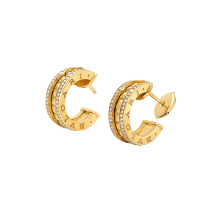 [BloomBling]ZERO 1 ROCK GOLD EARRINGS WITH STUDDED SPIRAL AND PAVED DIAMONDS