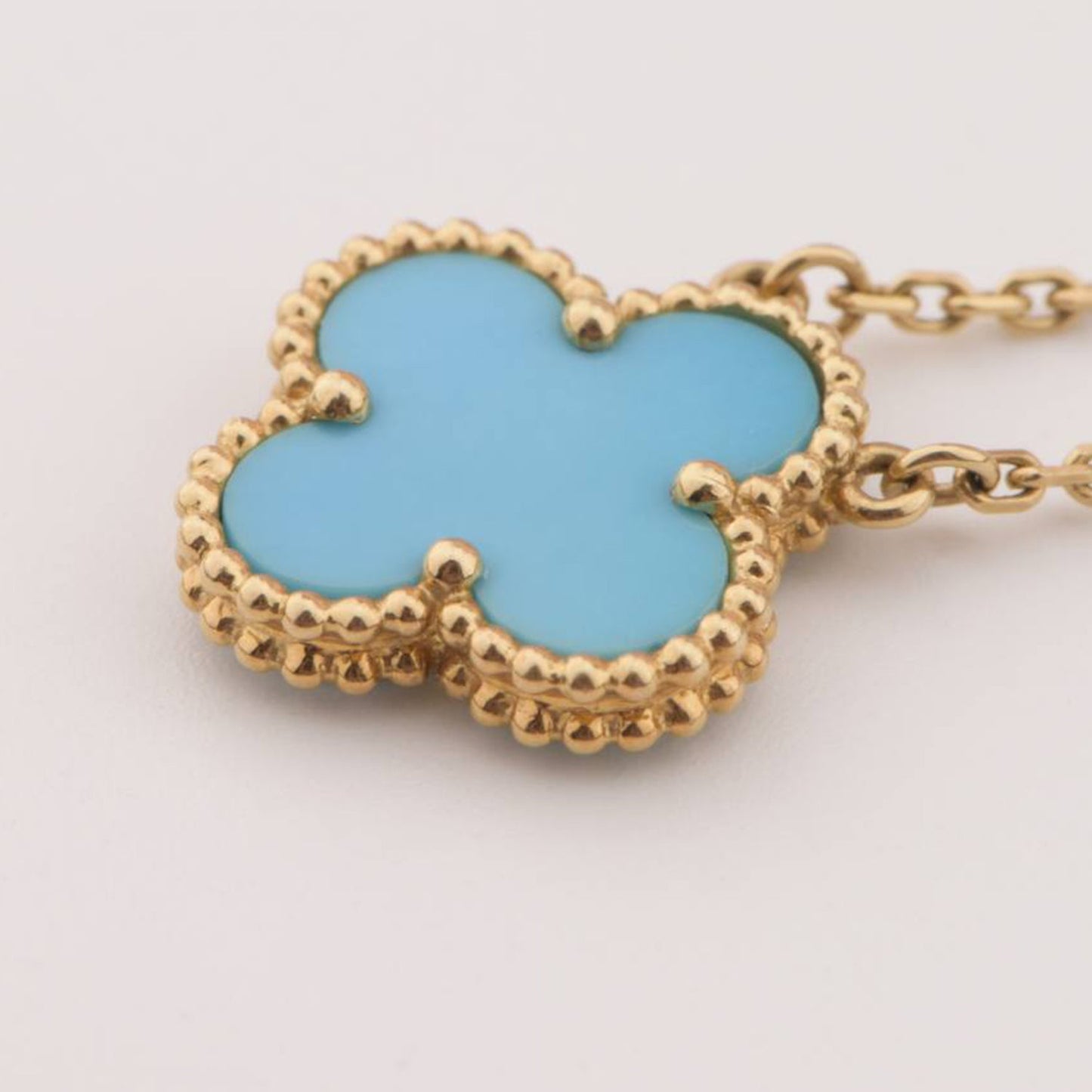 [BloomBling]CLOVER 15MM VINTAGE TURQUOISE NECKLACE