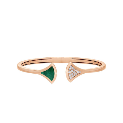 [BloomBling]DREAM BRACELET OPEN MALACHITE PINK GOLD
