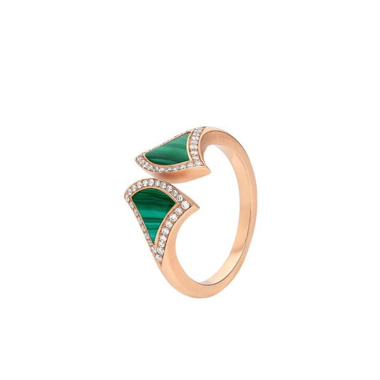 [BloomBling]DREAM MALACHITE DIAMOND OPEN RING