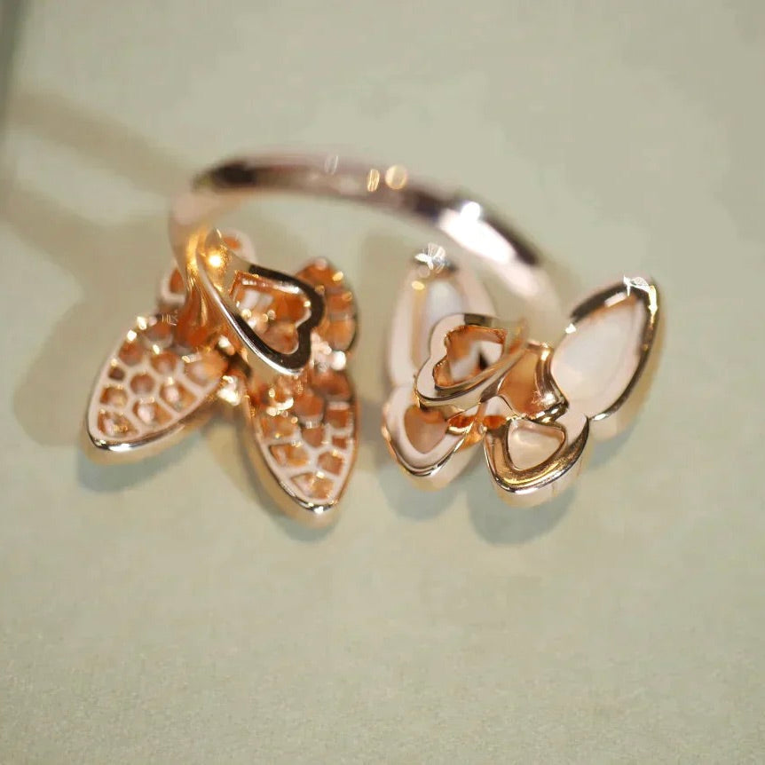 [BloomBling]TWIN BUTTERFLY DIAMOND MOP RING