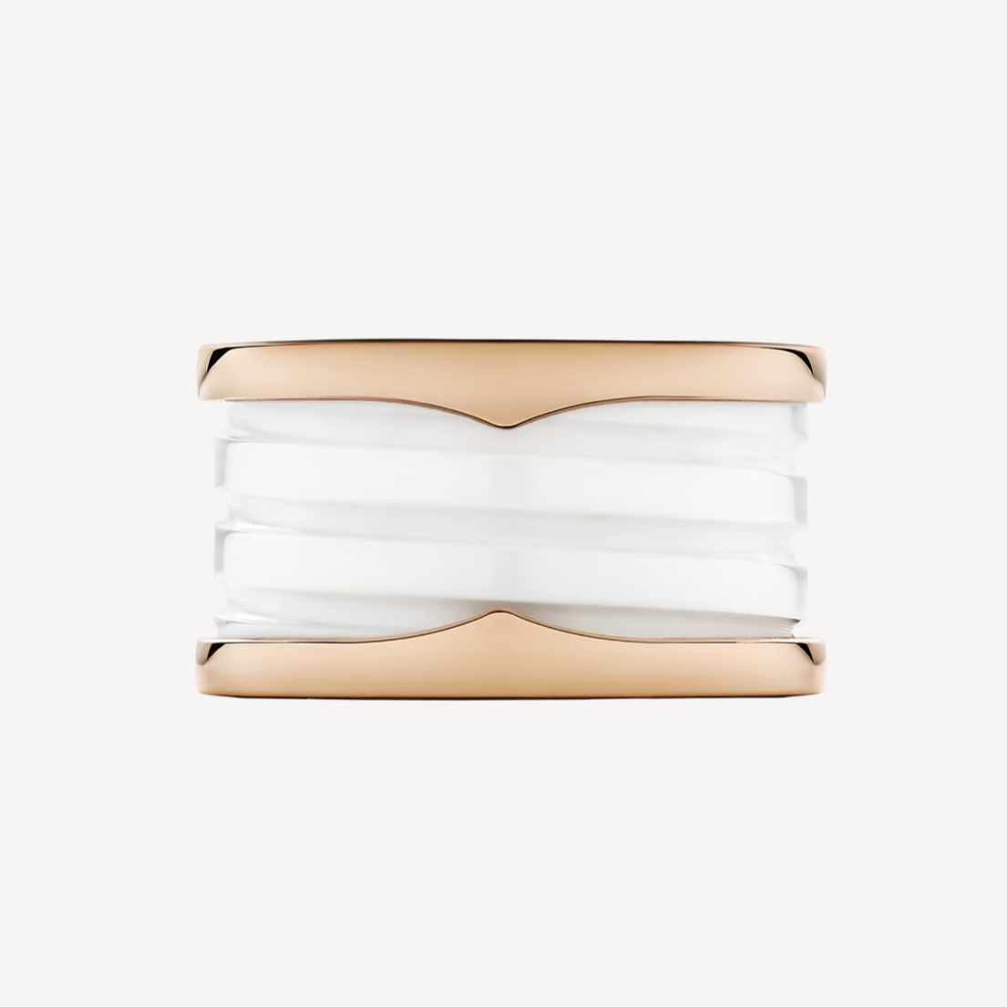 [BloomBling]ZERO 1 FOUR-BAND LOOPS AND WHITE CERAMIC SPIRAL PINK GOLD RING