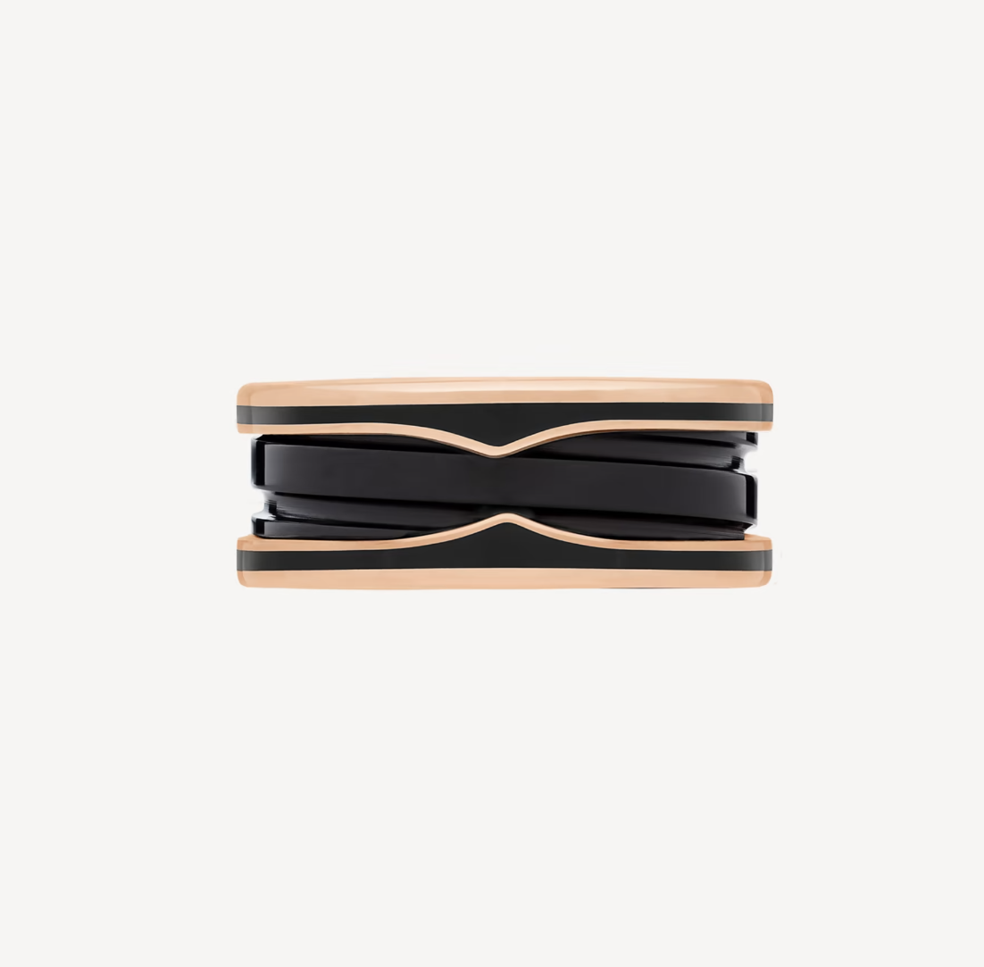 [BloomBling]ZERO 1 TWO-BAND WITH MATTE BLACK CERAMIC PINK GOLD RING