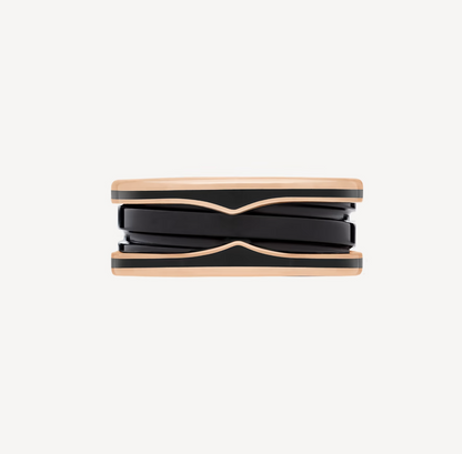 [BloomBling]ZERO 1 TWO-BAND WITH MATTE BLACK CERAMIC PINK GOLD RING