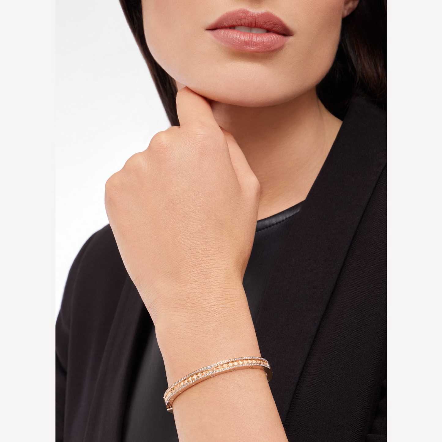 [BloomBling]ZERO 1 SPIRAL AND PAVED DIAMOND PINK GOLD BRACELET